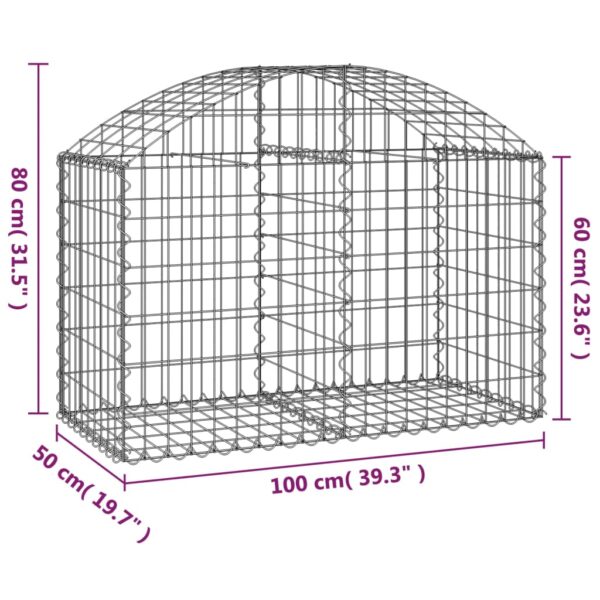 vidaXL Arched Gabion Basket 100x50x60/80 cm Galvanised Iron - Image 5
