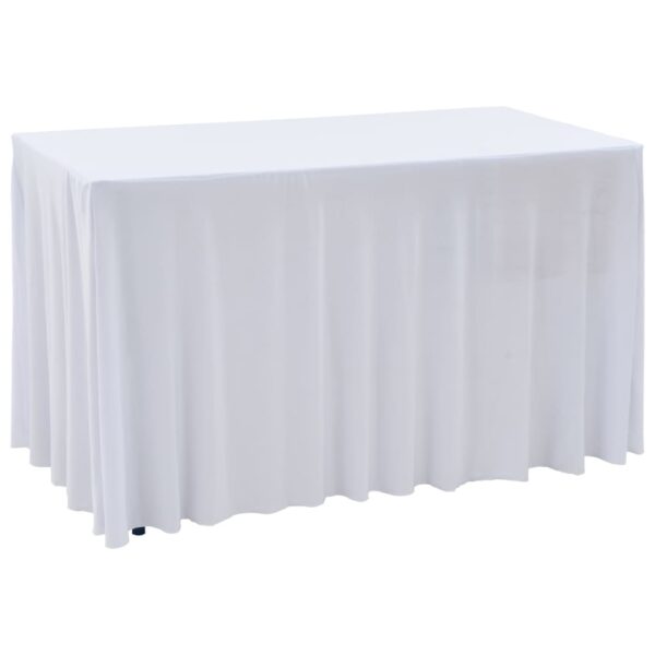 vidaXL 2 pcs Stretch Table Covers with Skirt 183x76x74 cm White - Image 1