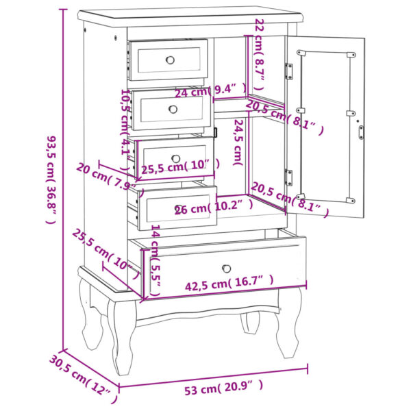 vidaXL Cabinet with 5 Drawers 2 Shelves White - Image 10