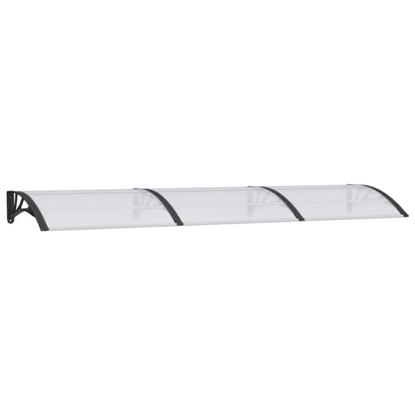 vidaXL Door Canopy Black and Transparent 300x75 cm Polycarbonate - Image 2