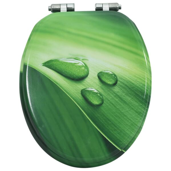 vidaXL WC Toilet Seat with Soft Close Lid MDF Green Water Drop Design - Image 6