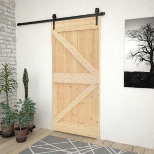 vidaXL Sliding Door with Hardware Set 80x210 cm Solid Pine Wood