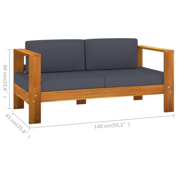 vidaXL 10 Piece Garden Lounge Set with Dark Grey Cushions Acacia Wood - Image 11