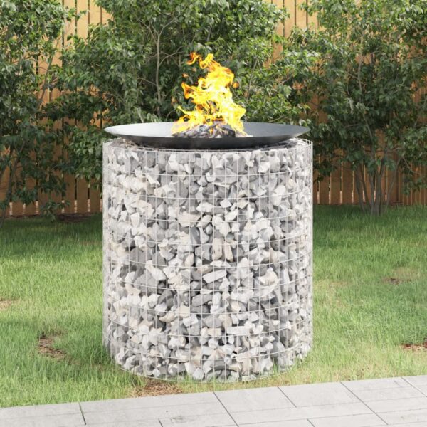vidaXL Gabion Fire Pit Ø 100 cm Galvanised Iron - Image 1
