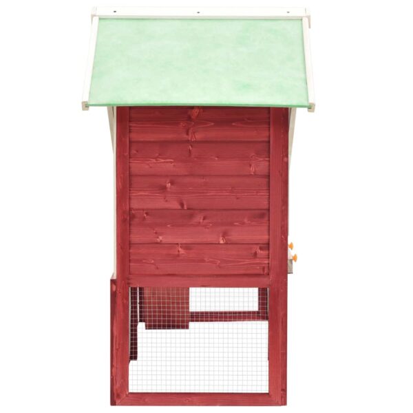 vidaXL Rabbit Hutch Red and White 140x63x120 cm Solid Firwood - Image 3