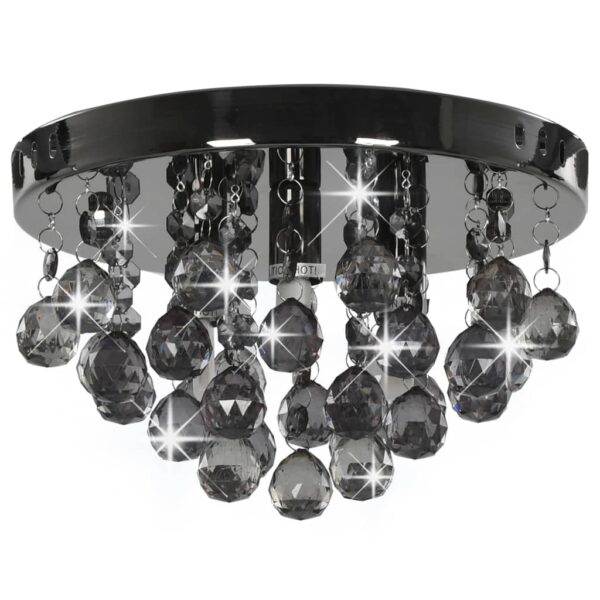 vidaXL Ceiling Lamp with Smoky Beads Black Round G9 - Image 2