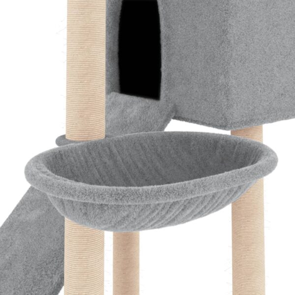 vidaXL Cat Tree with Sisal Scratching Posts Light Grey 153 cm - Image 7