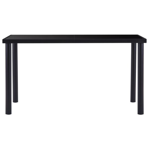 vidaXL Dining Table Black 140x70x75 cm Tempered Glass - Image 2