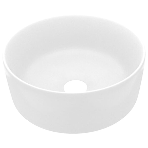 vidaXL Luxury Wash Basin Round Matt White 40x15 cm Ceramic - Image 2