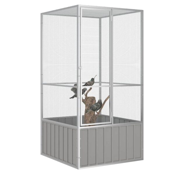 vidaXL Bird Cage Grey 111x107x211.5 cm Galvanised Steel - Image 2