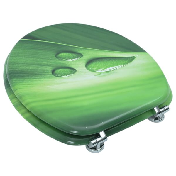 vidaXL WC Toilet Seat with Lid MDF Green Water Drop Design - Image 4