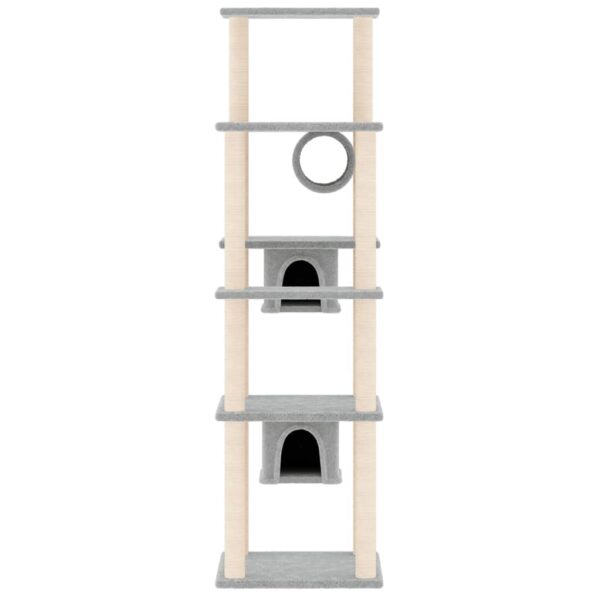 vidaXL Cat Tree with Sisal Scratching Posts Light Grey 169 cm - Image 3