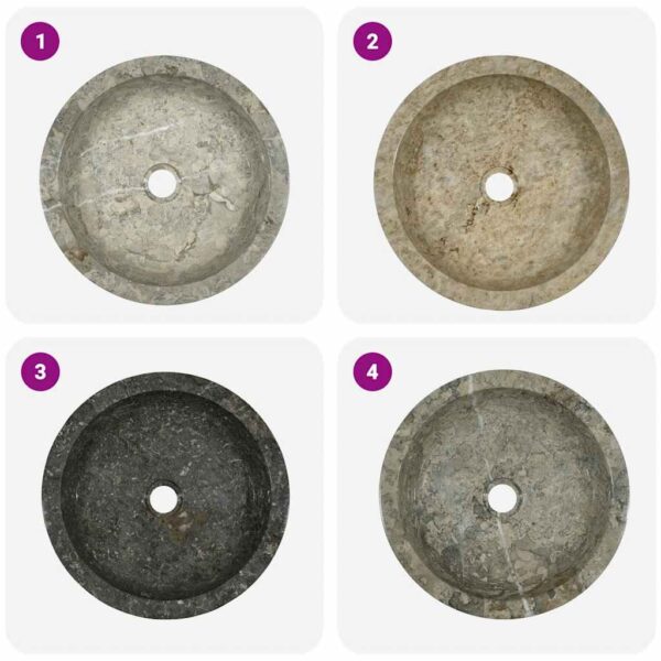 vidaXL Sink Grey Ø40x12 cm Marble - Image 8