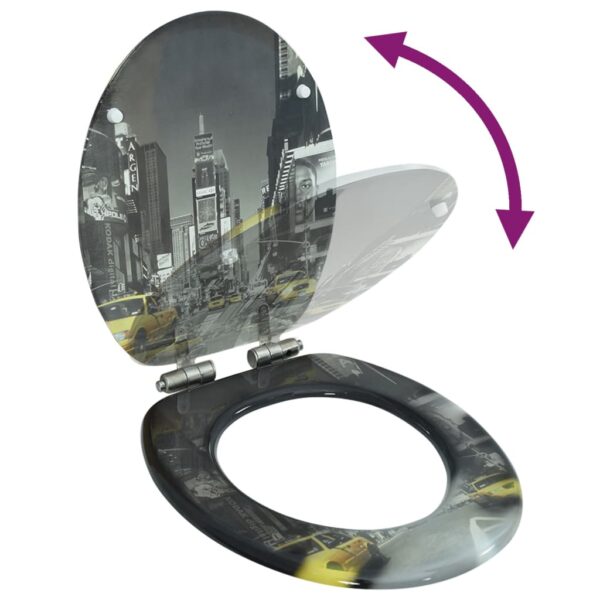 vidaXL WC Toilet Seat with Soft Close Lid MDF New York Design - Image 2