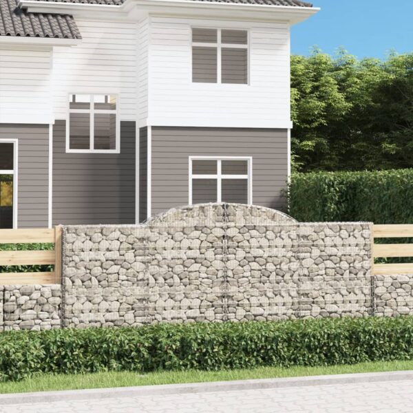 vidaXL Arched Gabion Basket 300x50x120/140 cm Galvanised Iron - Image 1