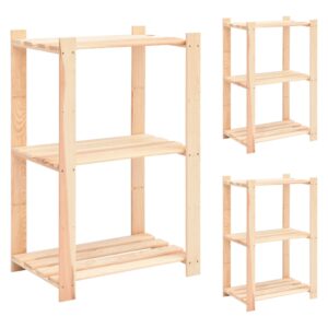 vidaXL 3-Tier Storage Racks 3 pcs 60x38x90 cm Solid Wood Pine 150 kg
