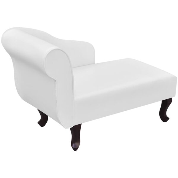 vidaXL Chaise Longue White Faux Leather - Image 3
