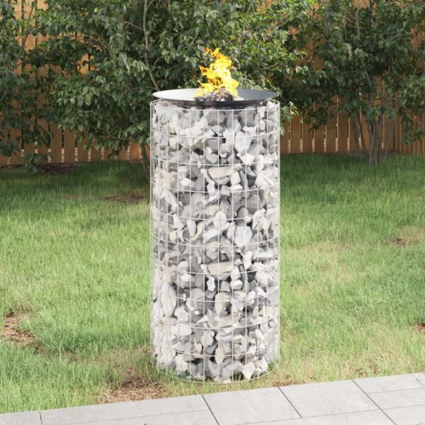 vidaXL Gabion Fire Pit Ø 50 cm Galvanised Iron - Image 1