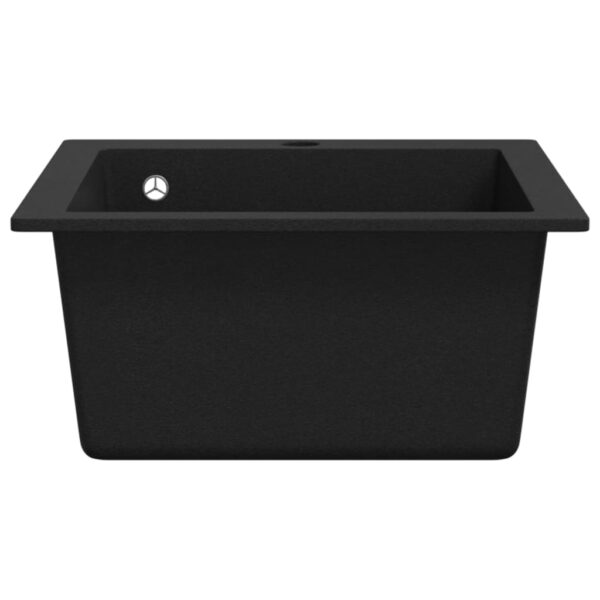 vidaXL Overmount Kitchen Sink Single Basin Granite Black - Image 4
