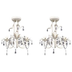 vidaXL Crystal Pendant Ceiling Lamp Chandeliers 2 pcs Elegant White