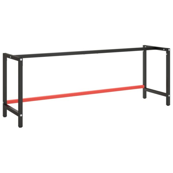 vidaXL Work Bench Frame Matte Black and Matte Red 220x57x79 cm Metal - Image 1