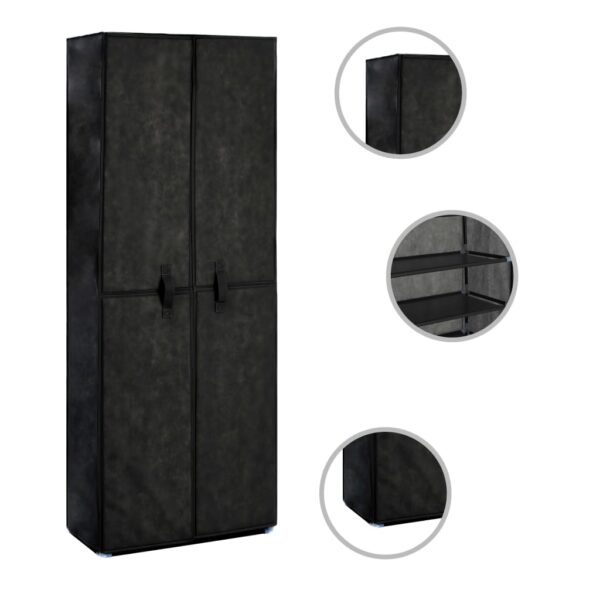 vidaXL Shoe Cabinet Black 60x30x166 cm Fabric - Image 1