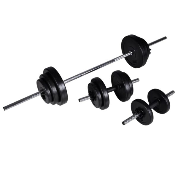 vidaXL Workout Bench with Barbell and Dumbbell Set 30.5 kg - Image 8