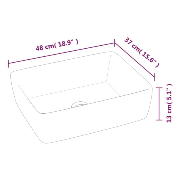 vidaXL Wash Basin White 48x37x13 cm Ceramic Rectangle - Image 8