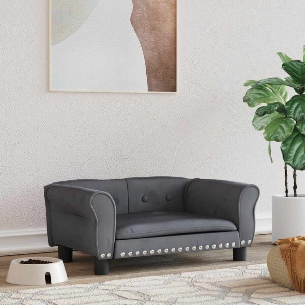 vidaXL Dog Bed Dark Grey 70x45x30 cm Velvet - Image 1