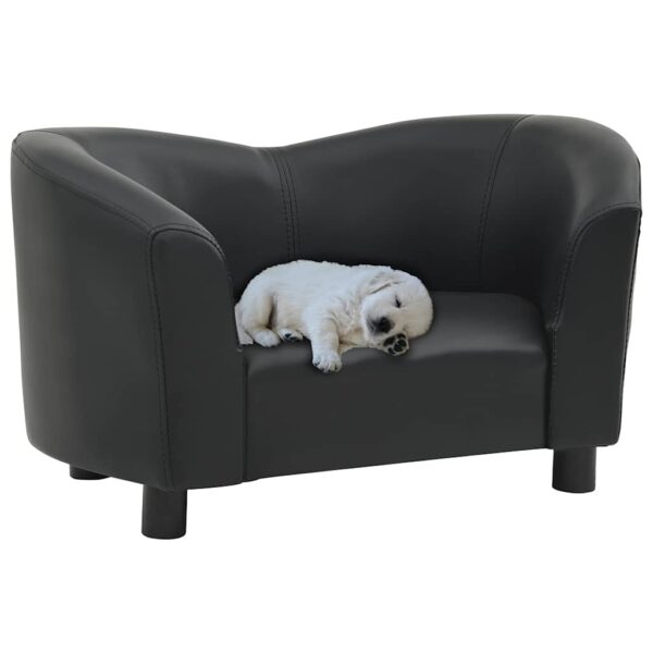vidaXL Dog Sofa Black 67x41x39 cm Faux Leather - Image 1