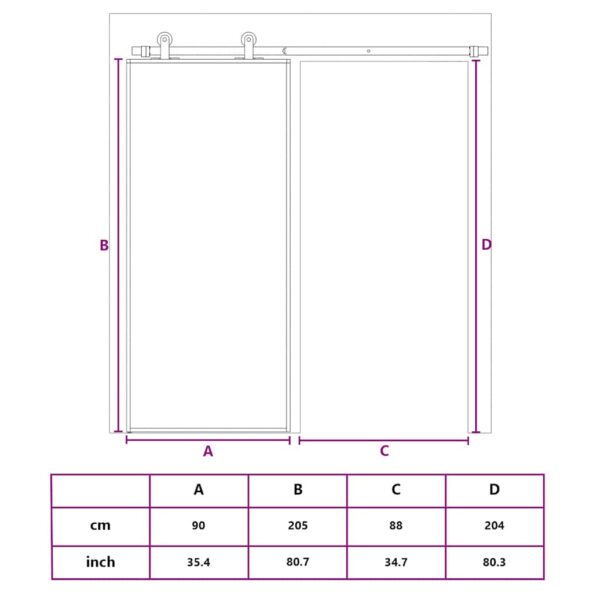 vidaXL Sliding Door ESG Glass and Aluminium 90x205 cm Black - Image 8
