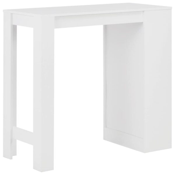 vidaXL Bar Table with Shelf White 110x50x103 cm - Image 3