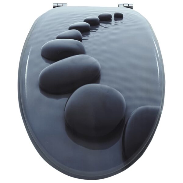 vidaXL WC Toilet Seat MDF Lid Stones - Image 3