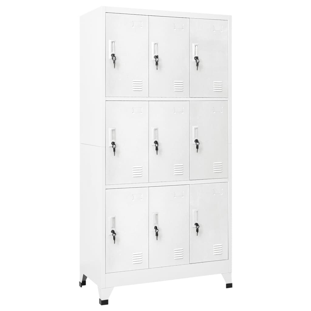 8718475500490_a_en_hd_1 vidaXL Locker Cabinet with 9 Compartments Steel 90x45x180 cm Grey - Image 1
