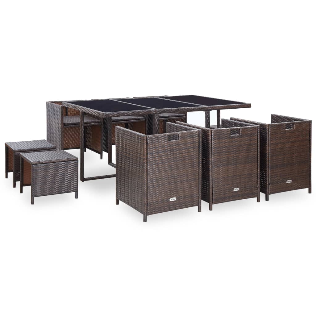 8718475501329_g_en_hd_2 vidaXL 11 Piece Outdoor Dining Set with Cushions Poly Rattan Brown - Image 3