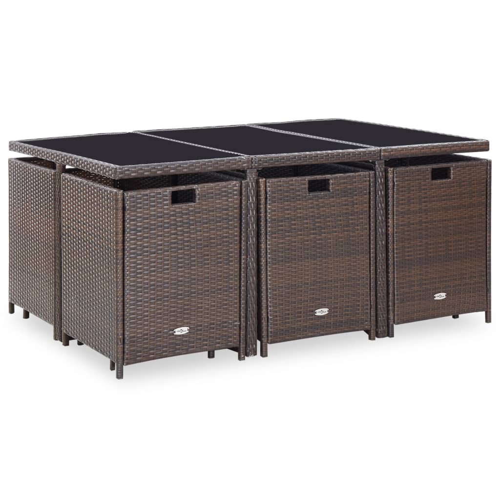 8718475501329_g_en_hd_3 vidaXL 11 Piece Outdoor Dining Set with Cushions Poly Rattan Brown - Image 4