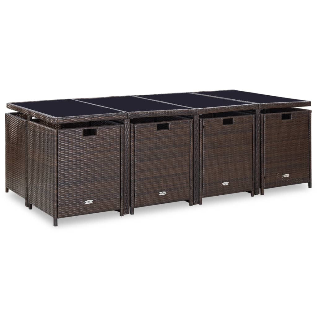 8718475501336_g_en_hd_3 vidaXL 13 Piece Outdoor Dining Set with Cushions Poly Rattan Brown - Image 4