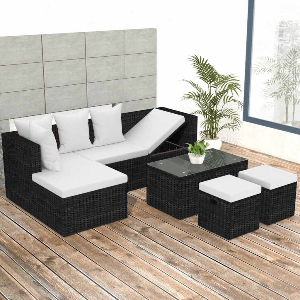 8718475501916_m_en_hd_1 vidaXL 4 Piece Garden Lounge Set with Cushions Poly Rattan Black - Image 1