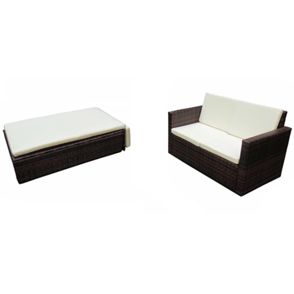 8718475503385_g_en_hd_1 vidaXL 2 Piece Garden Lounge Set with Cushions Poly Rattan Brown - Image 2