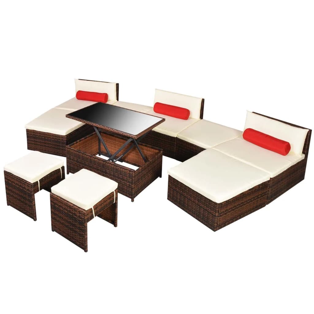 8718475504450_g_en_hd_1 vidaXL 10 Piece Garden Lounge Set with Cushions Poly Rattan Brown - Image 3