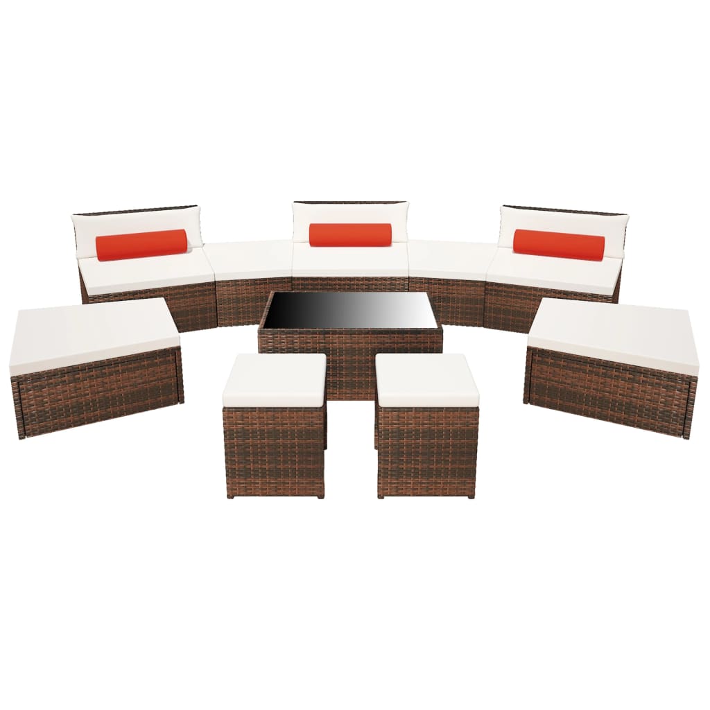 8718475504450_g_en_hd_2 vidaXL 10 Piece Garden Lounge Set with Cushions Poly Rattan Brown - Image 4