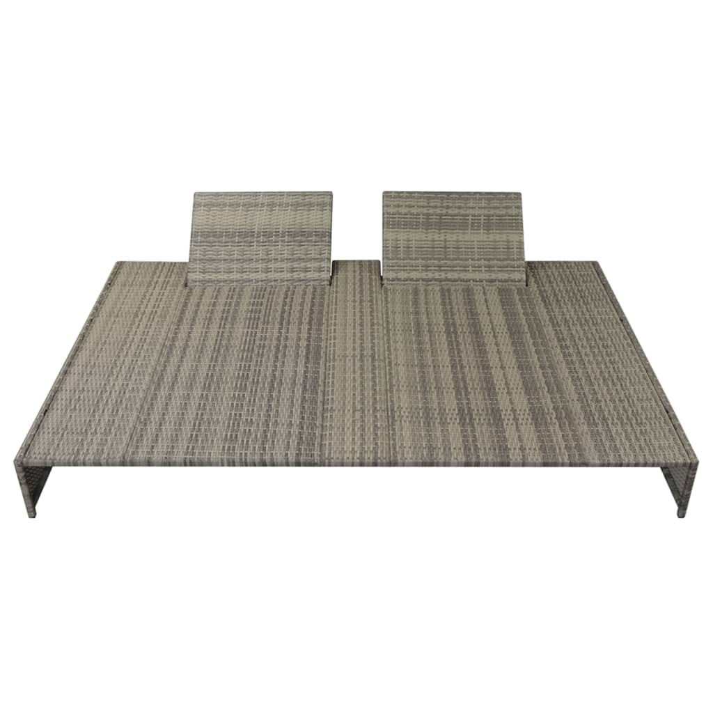 8718475504788_g_en_hd_1 vidaXL Double Sun Lounger with Cushion Poly Rattan Grey - Image 2