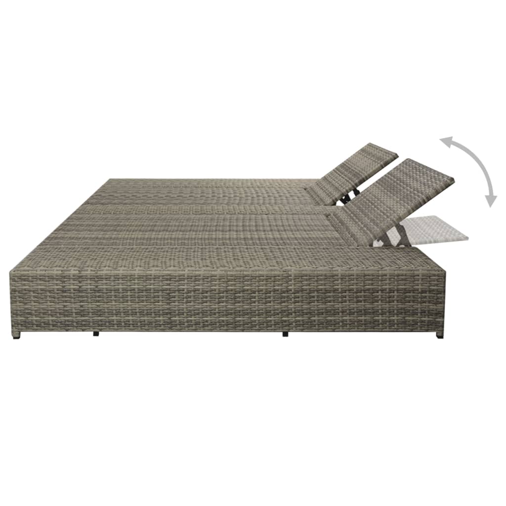 8718475504788_g_en_hd_2 vidaXL Double Sun Lounger with Cushion Poly Rattan Grey - Image 3