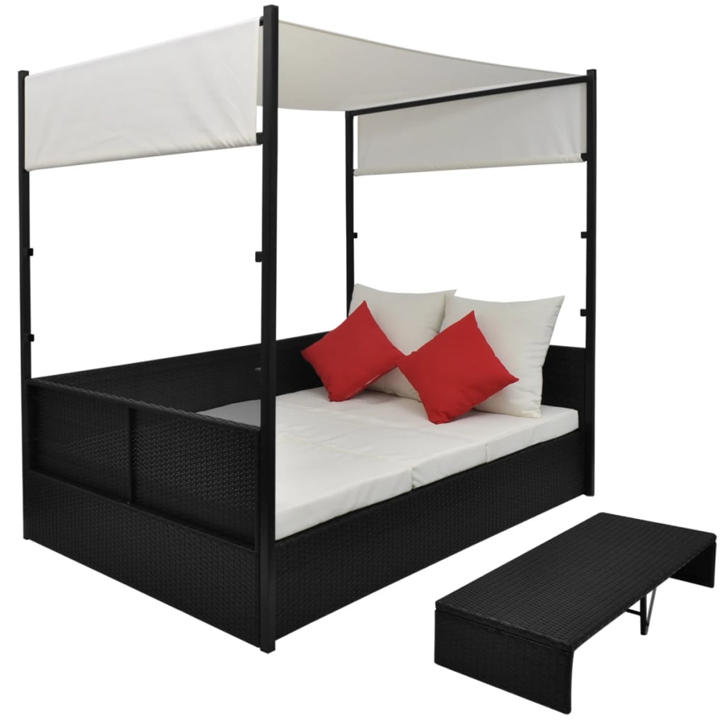 8718475504917_g_en_hd_1 vidaXL Garden Bed with Canopy Black 190x130 cm Poly Rattan - Image 2