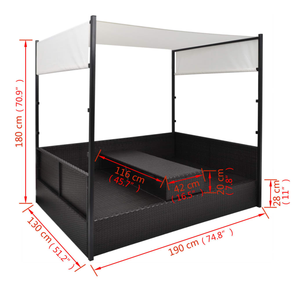 8718475504917_g_en_hd_6 vidaXL Garden Bed with Canopy Black 190x130 cm Poly Rattan - Image 7