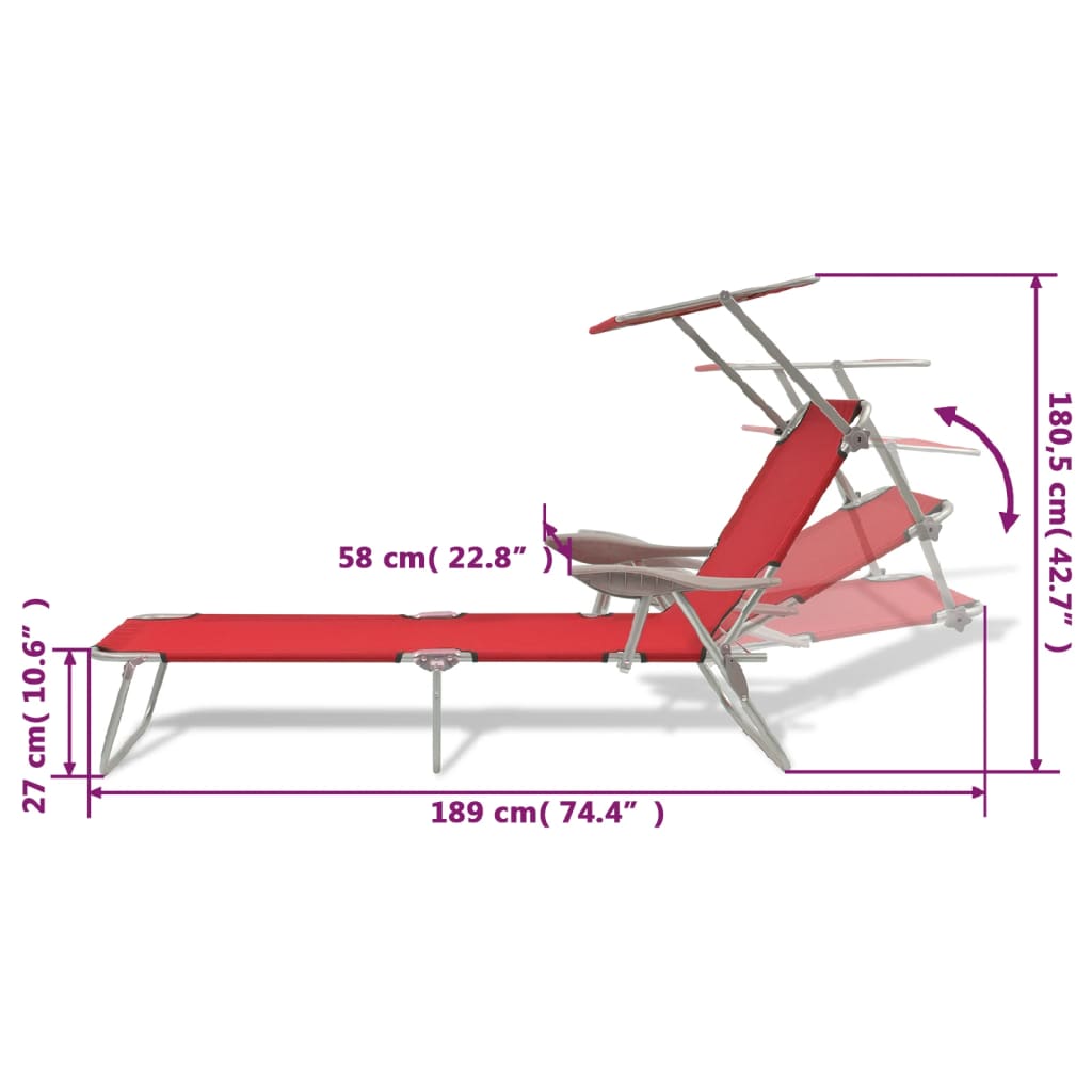 8718475505235_g_en_hd_6 vidaXL Sun Lounger with Canopy Steel Red - Image 7