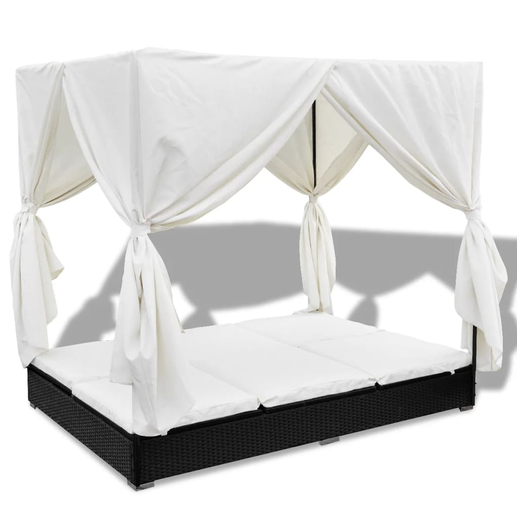 8718475505389_a_en_hd_1 vidaXL Outdoor Lounge Bed with Curtains Poly Rattan Black - Image 2