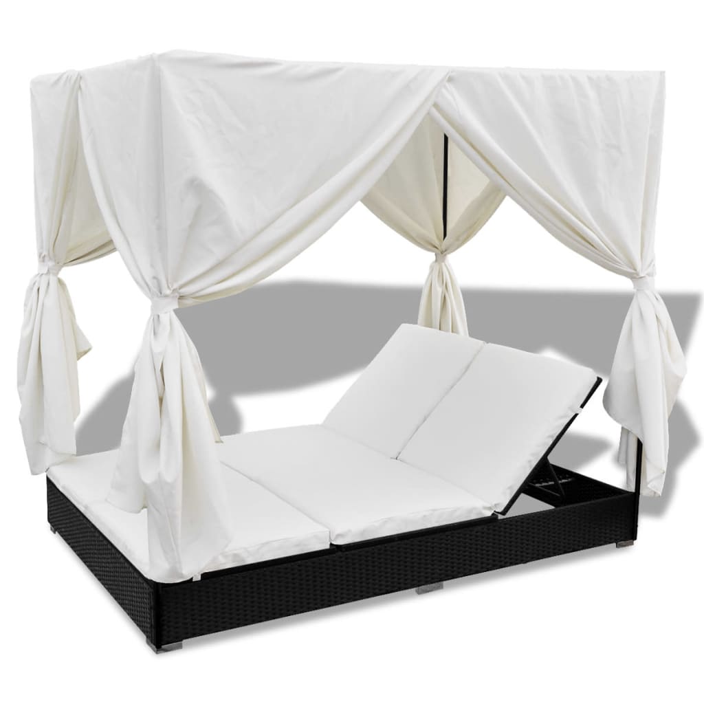 8718475505389_g_en_hd_4 vidaXL Outdoor Lounge Bed with Curtains Poly Rattan Black - Image 6