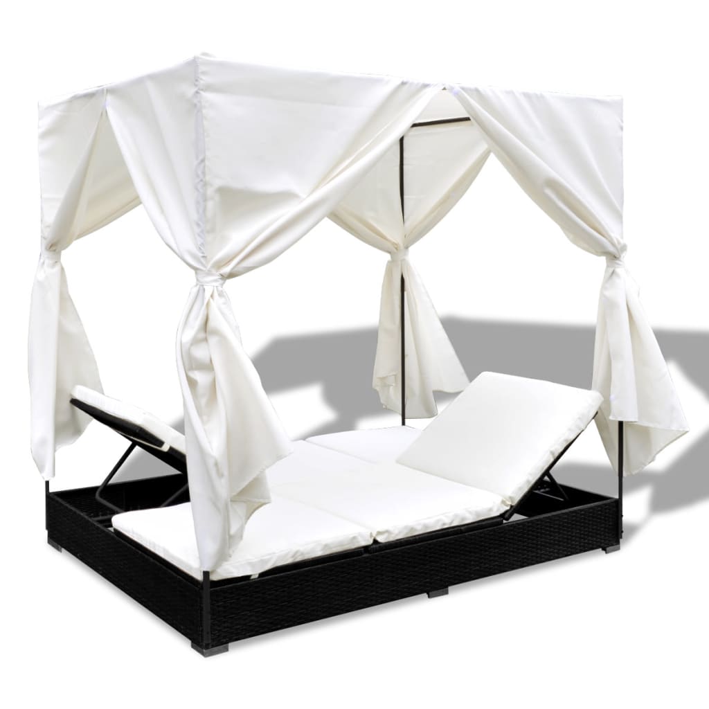 8718475505389_g_en_hd_5 vidaXL Outdoor Lounge Bed with Curtains Poly Rattan Black - Image 7