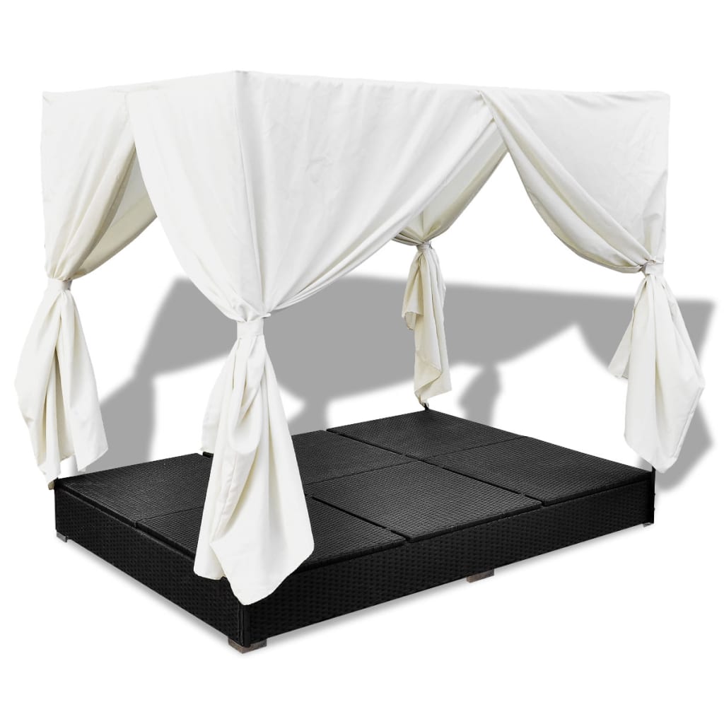 8718475505389_g_en_hd_6 vidaXL Outdoor Lounge Bed with Curtains Poly Rattan Black - Image 8